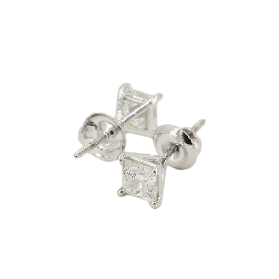 Custom 1.50ctw Princess Cut Diamond Stud Earrings