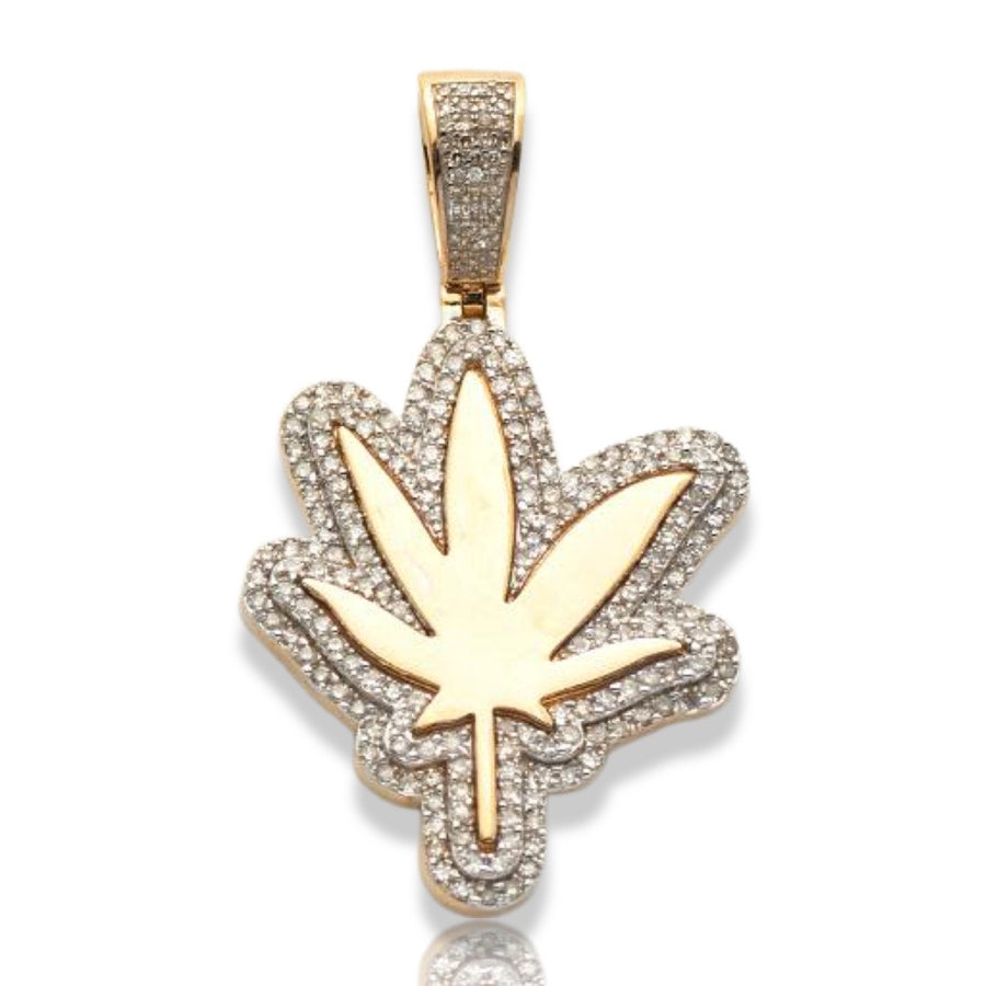 10KY 1.10CTW DIAMOND HERBAL MEDICINE LEAF PENDANT