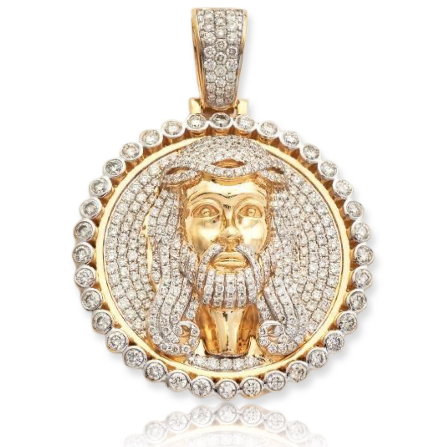 10KY 5.55CTW DIAMOND JESUS HEAR MEDALLION