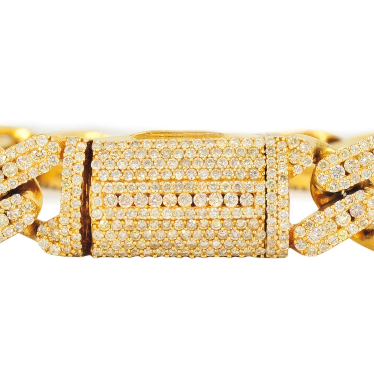 10k Gold 10.71ct Diamond 12.5mm Cuban Bracelet 8.5" - Johnny Dang & Co