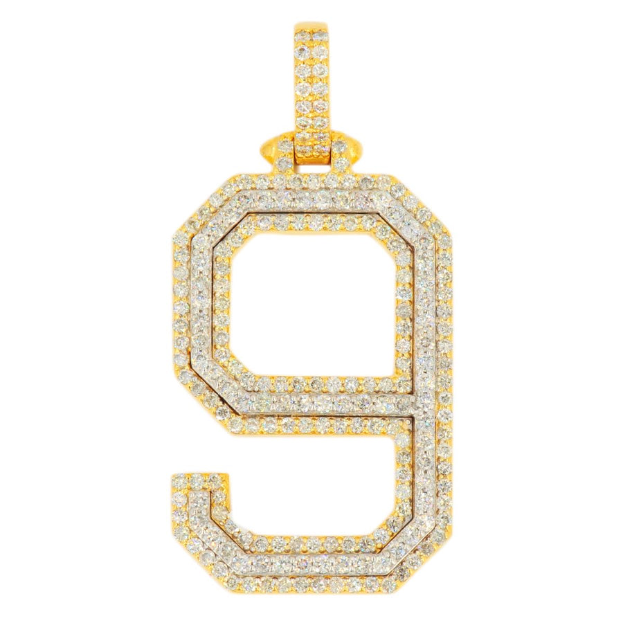 10K Yellow Gold Si Diamond Number 9 Pendant