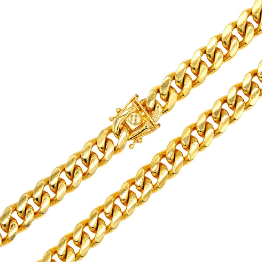 Silver Gold Plated 9.75mm Solid Cuban Chain 22 Inches - Johnny Dang & Co