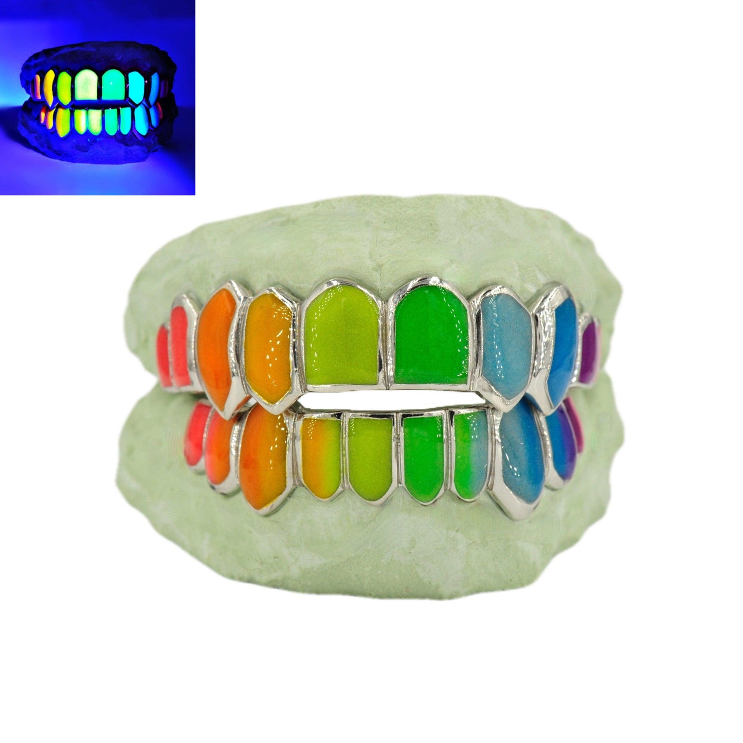 JDTK-CPG-32822--Multi Color Candy Painted Glow In The Dark Painted Grillz - Johnny Dang & Co