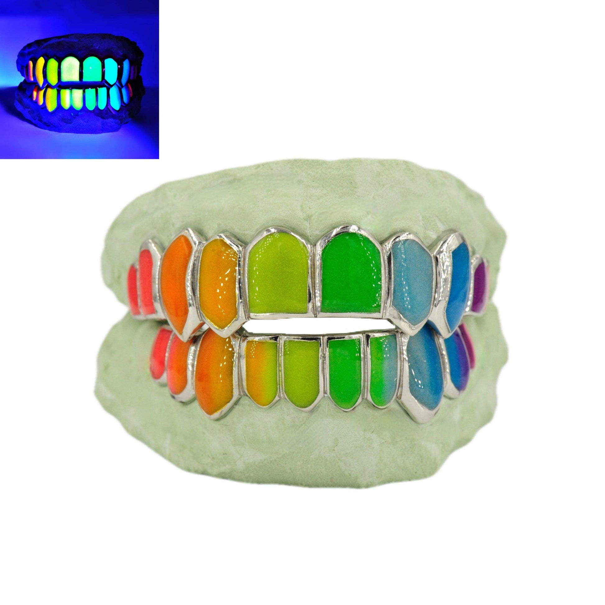 JDTK-CPG-32822--Multi Color Candy Painted Glow In The Dark Painted Grillz - Johnny Dang & Co