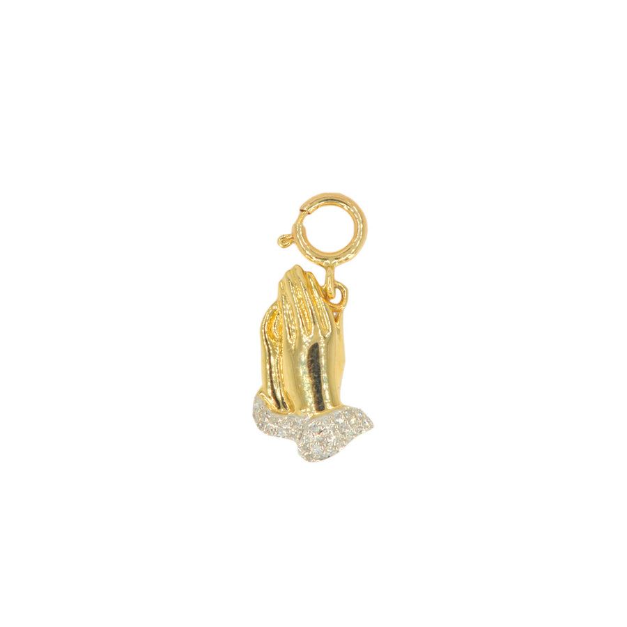 10k Yellow Gold and Diamond 'Praying Hands' Charm - 10034