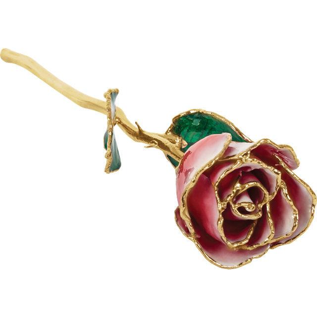 JDSP61-9067 LACQUERED FROZEN WHITE & RED ROSE WITH GOLD TRIM - Johnny Dang & Co