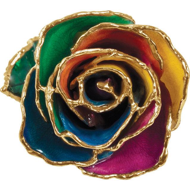 JDSP61-9068 LACQUERED RAINBOW ROSE WITH GOLD TRIM - Johnny Dang & Co