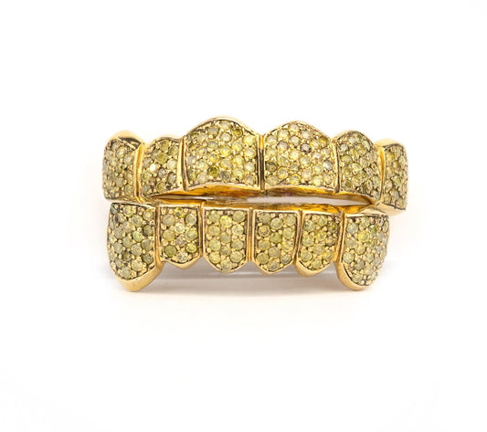 18K VS Yellow Honeycomb Diamond Grillz - Johnny Dang & Co