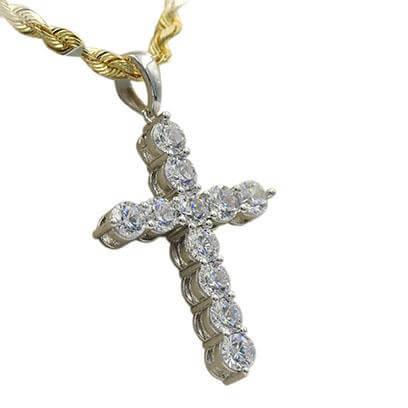 Silver CZ Cross Pendant - Johnny Dang & Co