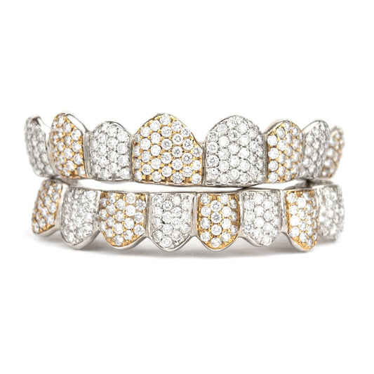 18K VVS Two Tone Honeycomb Diamond Grillz - Johnny Dang & Co